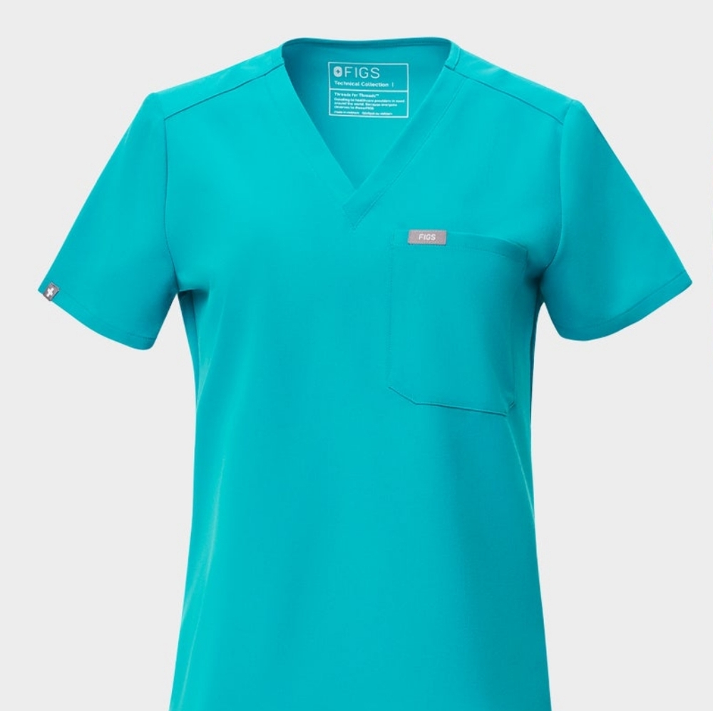 Figs teal Catarina one-pocket scrub, M